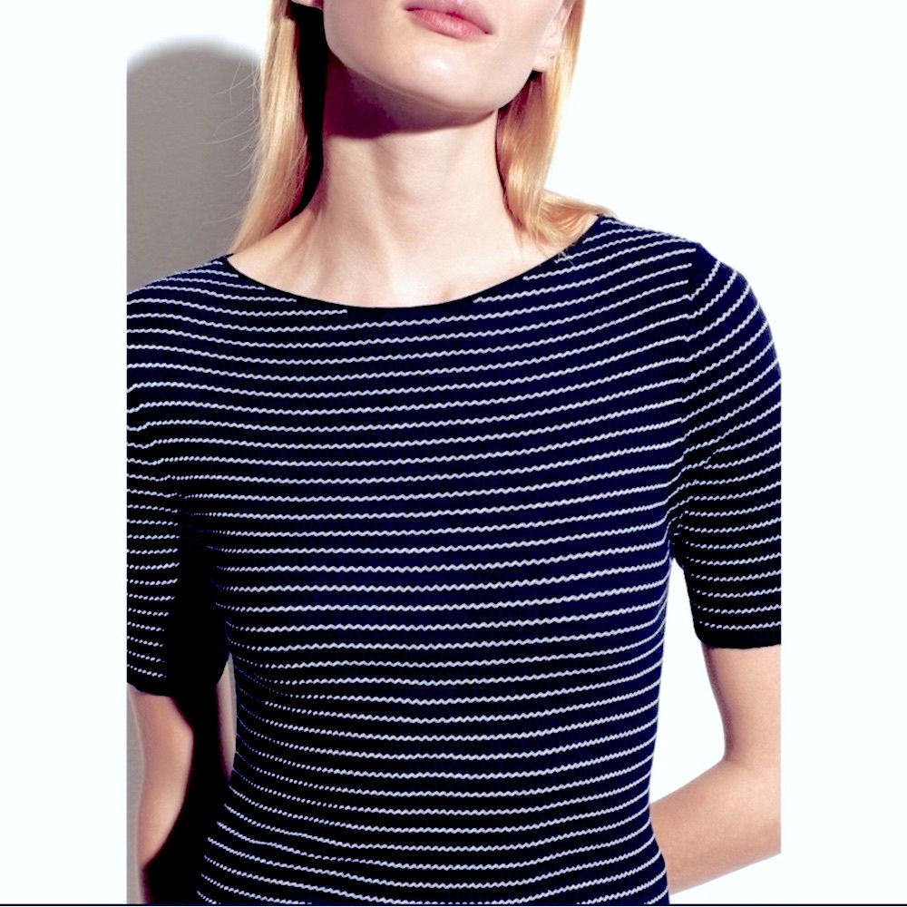 $195 NWT VINCE Double Stripe T-shirt - Picture 4 of 9